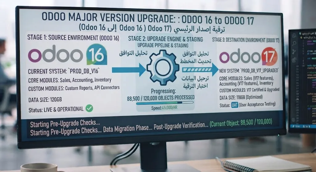 Actualización de versión mayor de Odoo