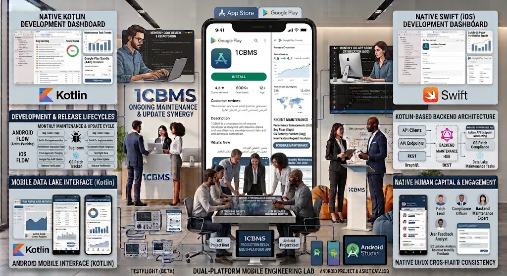 Maintenance et mise à jour d’application mobile (mensuel)