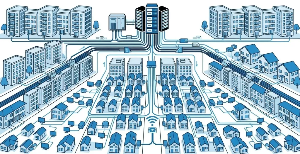 تصميم شبكة ألياف ضوئية FTTH للمجمعات