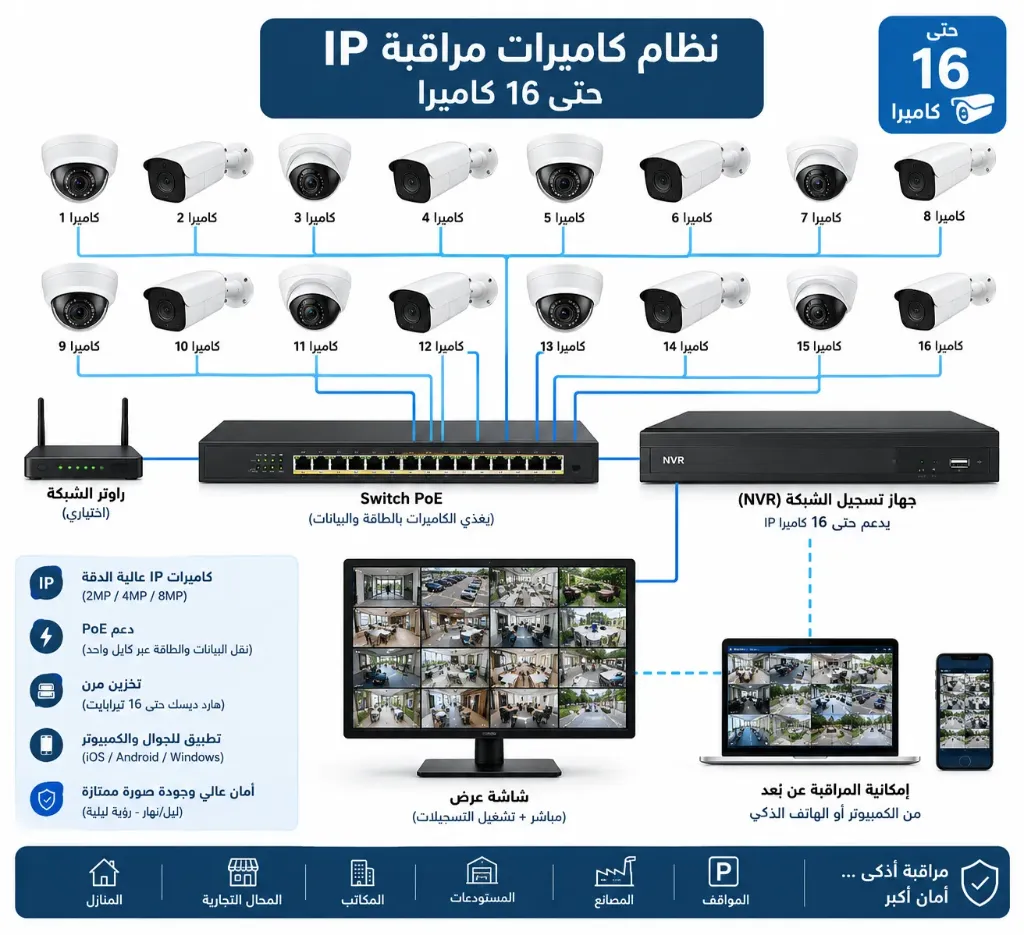 IP CCTV System - up to 16 Cameras